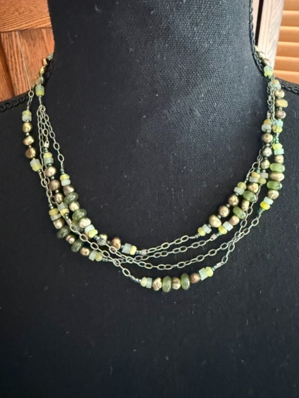 Silpada Green Multi-Strand Gemstone Necklace